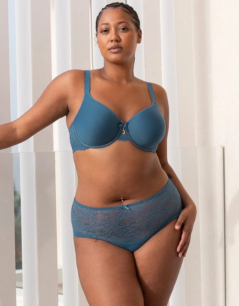 High-Panty-Set 2x Lace Basic teal*SugarShape Hot